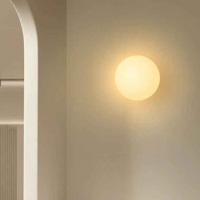 Contemporary Minimalist Orb Glass 1-Light Wall Sconce for Living Room