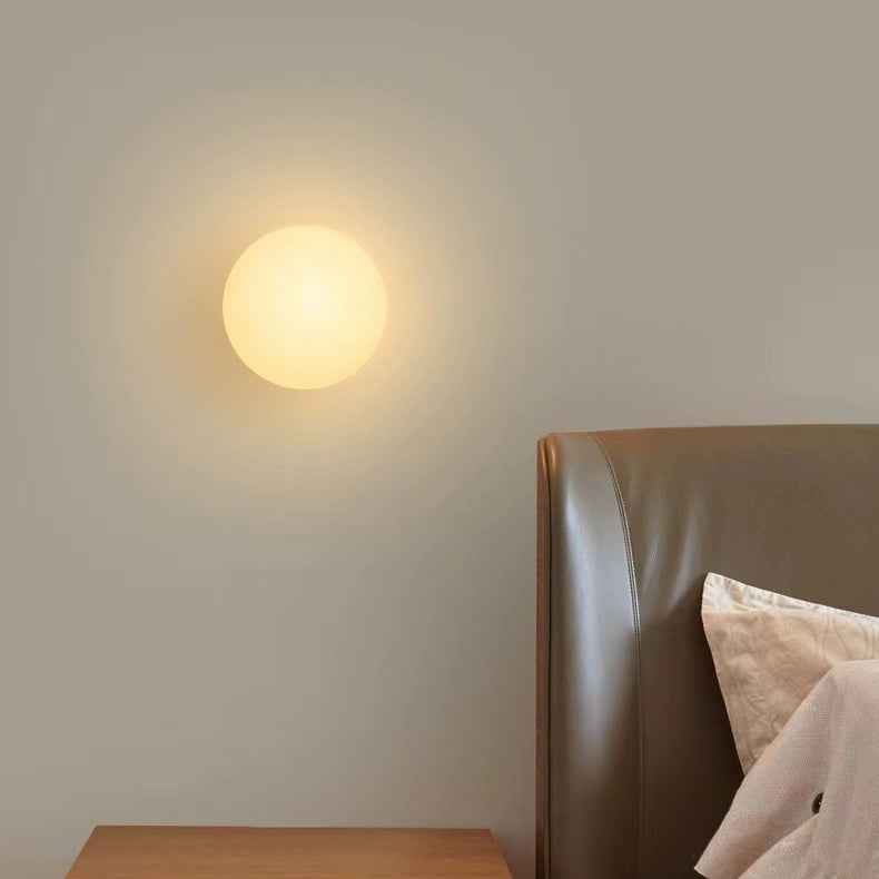 Contemporary Minimalist Orb Glass 1-Light Wall Sconce for Living Room