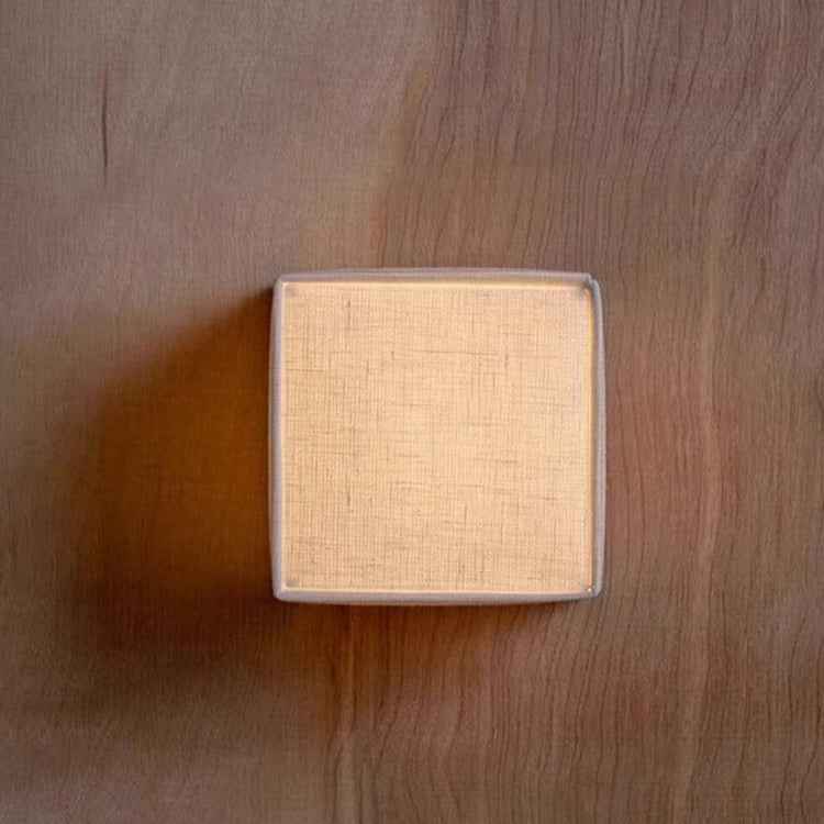 Classic Japanese Square Fabric Shade LED Wall Sconce for Living Room