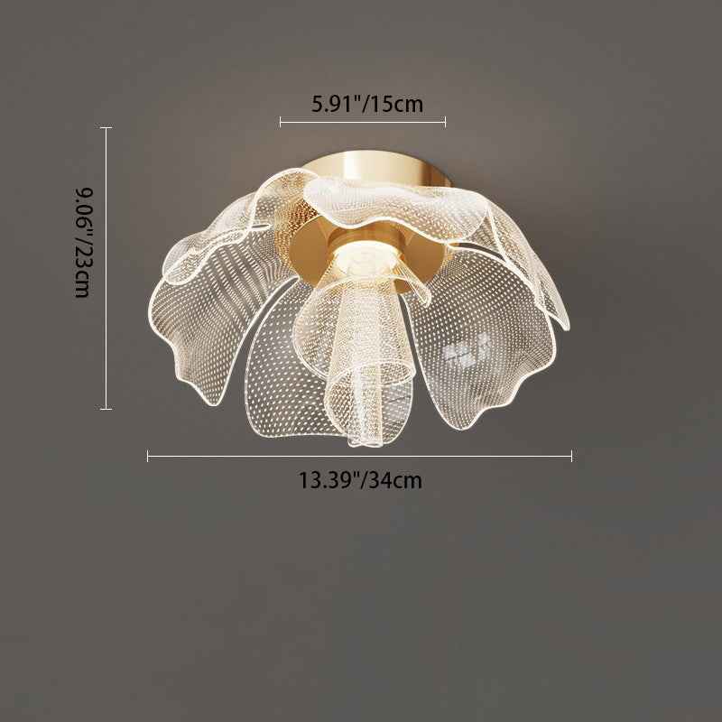 Contemporary Floral Petal Dome LED Flush Mount Ceiling Light in Iron and Acrylic for Bedroom