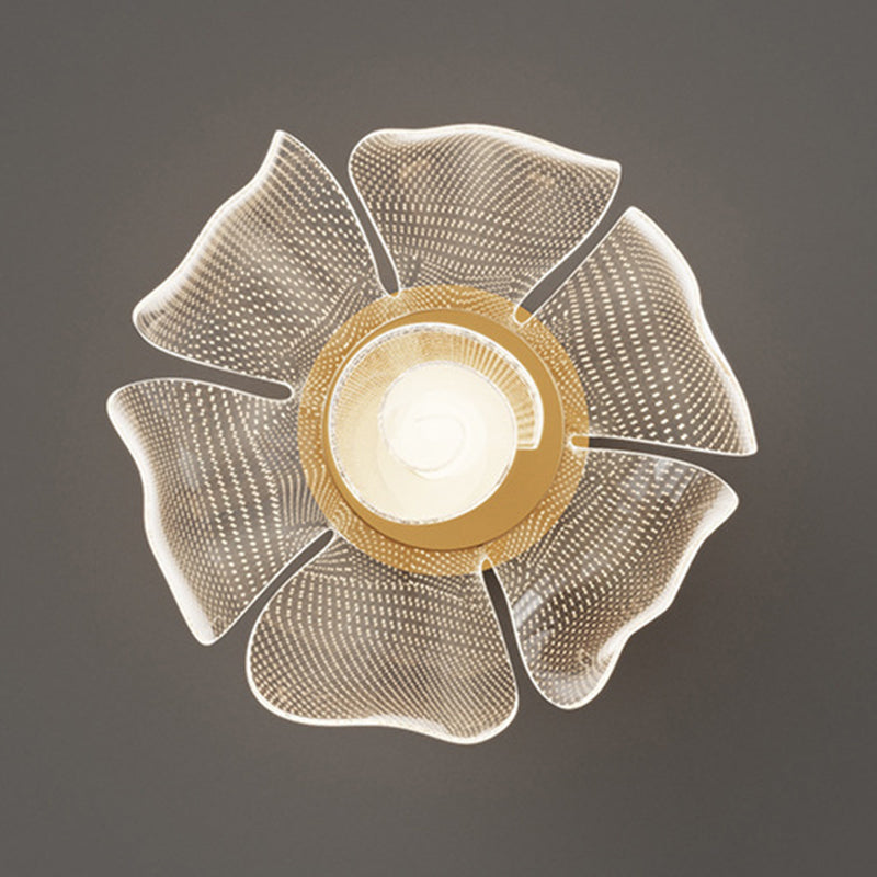 Contemporary Floral Petal Dome LED Flush Mount Ceiling Light in Iron and Acrylic for Bedroom