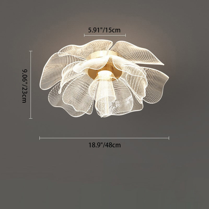 Contemporary Floral Petal Dome LED Flush Mount Ceiling Light in Iron and Acrylic for Bedroom