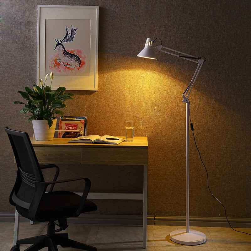 Modern Scandinavian Adjustable Swivel Round Iron Floor Lamp with 1 Light for Bedroom