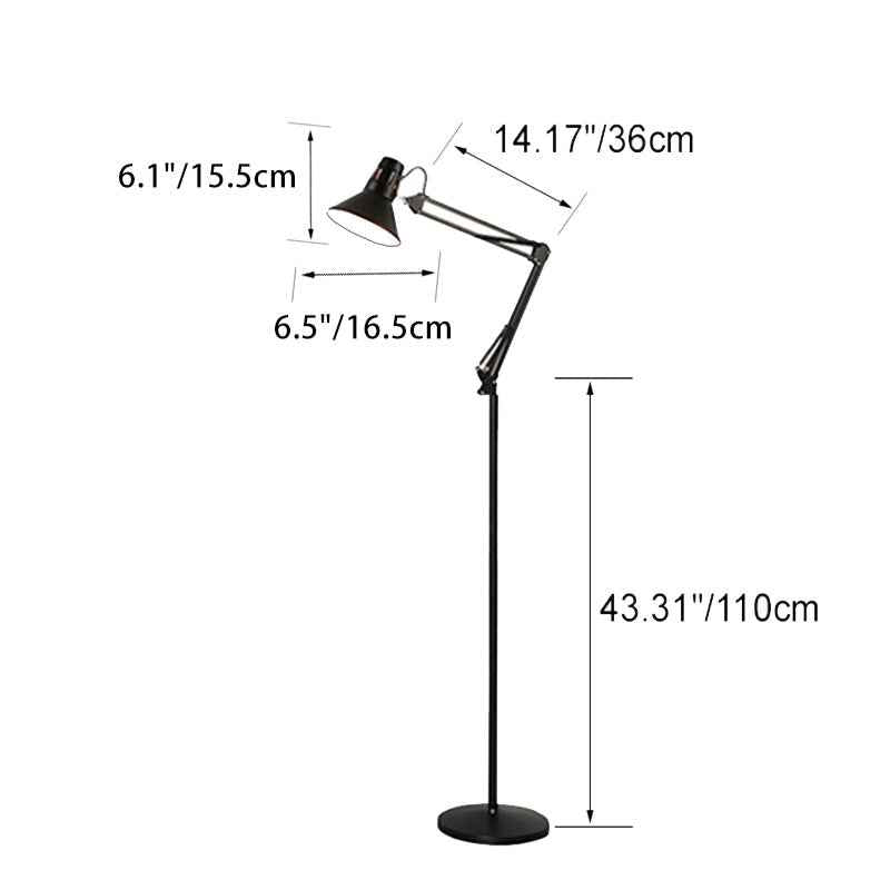 Modern Scandinavian Adjustable Swivel Round Iron Floor Lamp with 1 Light for Bedroom