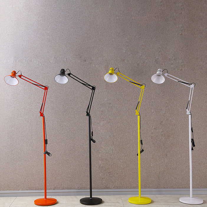 Modern Scandinavian Adjustable Swivel Round Iron Floor Lamp with 1 Light for Bedroom