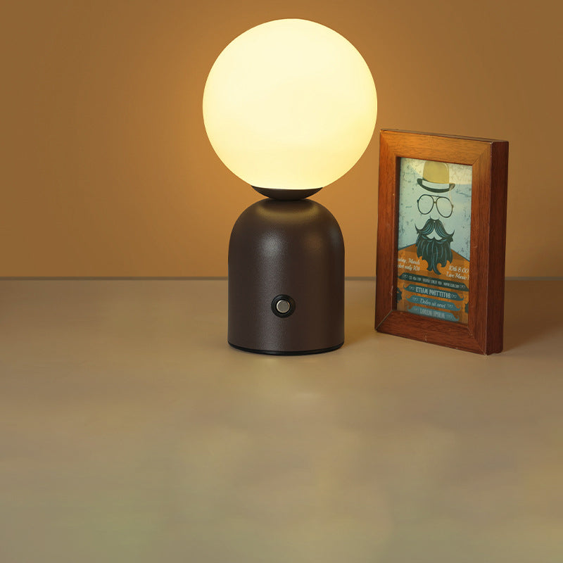 Modern Scandinavian Round Orb USB LED Table Lamp in Acrylic for Bedroom