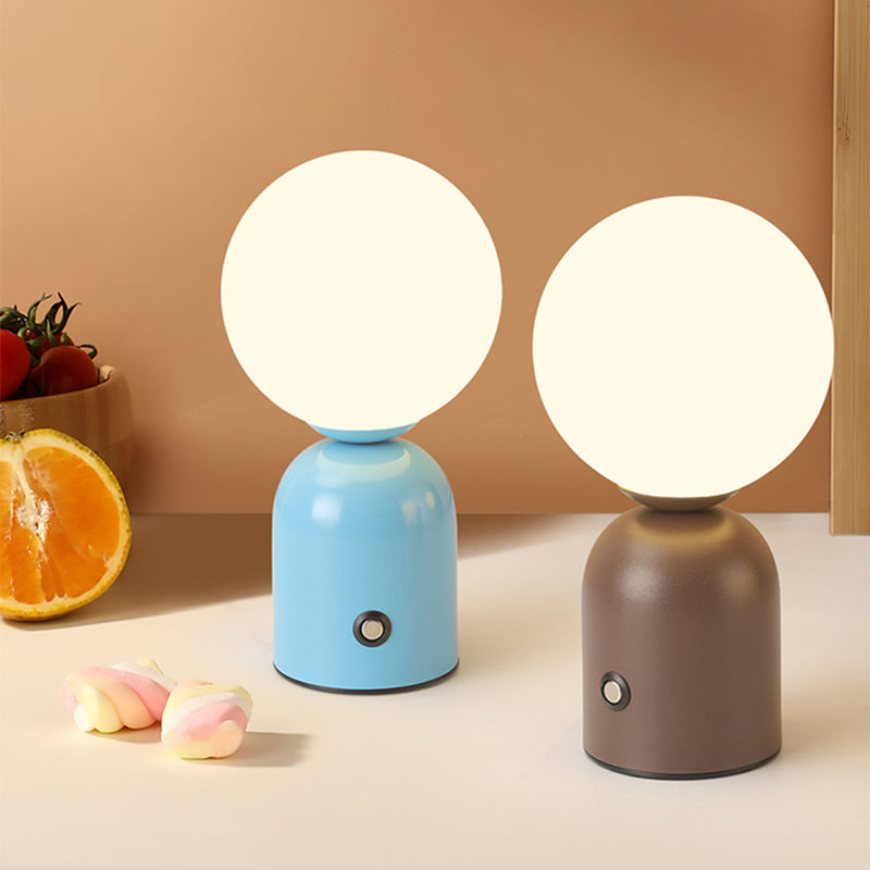 Modern Scandinavian Round Orb USB LED Table Lamp in Acrylic for Bedroom