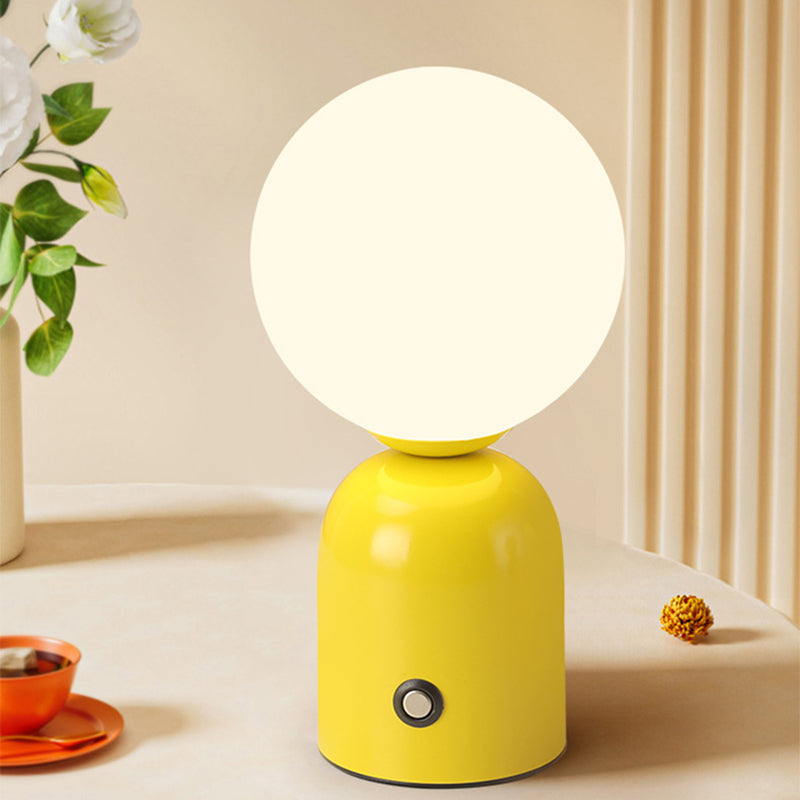 Modern Scandinavian Round Orb USB LED Table Lamp in Acrylic for Bedroom