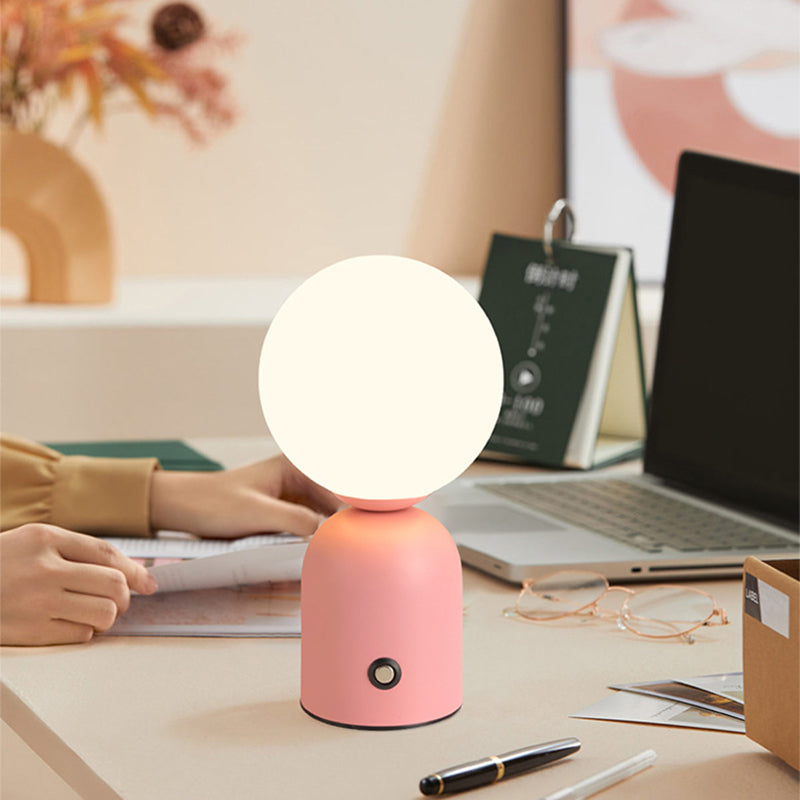 Modern Scandinavian Round Orb USB LED Table Lamp in Acrylic for Bedroom