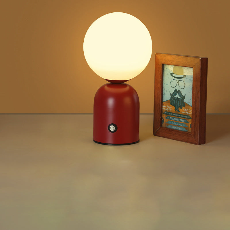 Modern Scandinavian Round Orb USB LED Table Lamp in Acrylic for Bedroom