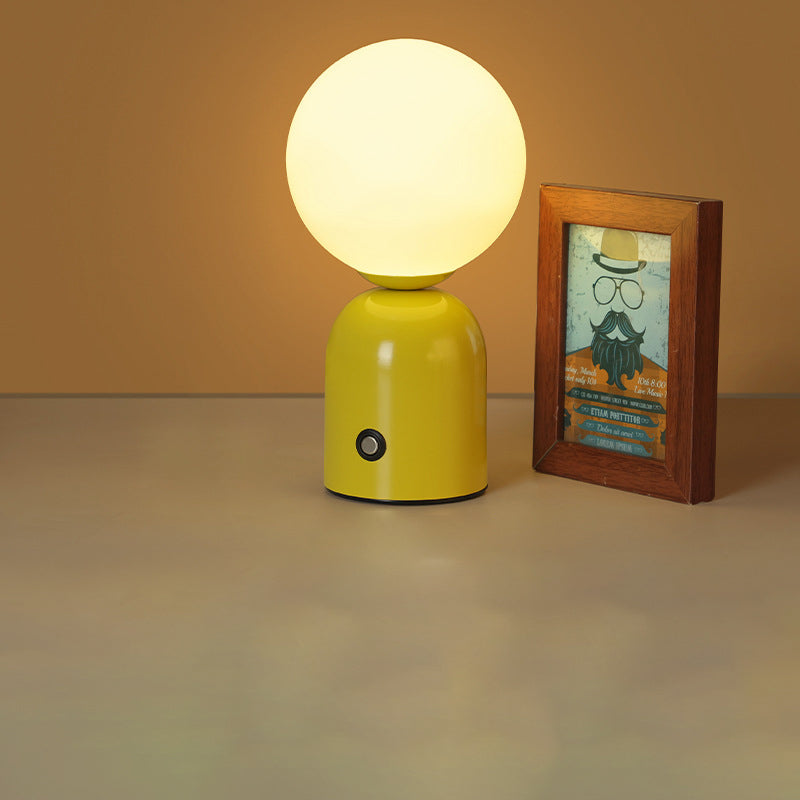 Modern Scandinavian Round Orb USB LED Table Lamp in Acrylic for Bedroom