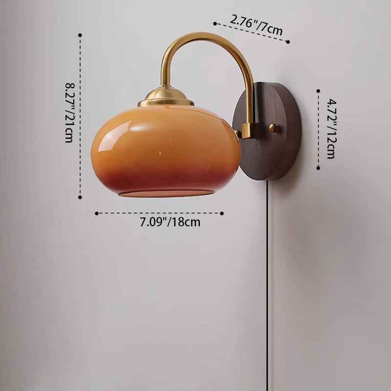 Contemporary Mid-Century Cream Oval Ash Wood and Glass 1-Light Wall Sconce for Bedroom