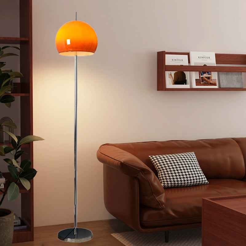 Contemporary Mid-Century Mushroom-Shaped Round Iron and Acrylic 2-Light Floor Lamp for Living Room