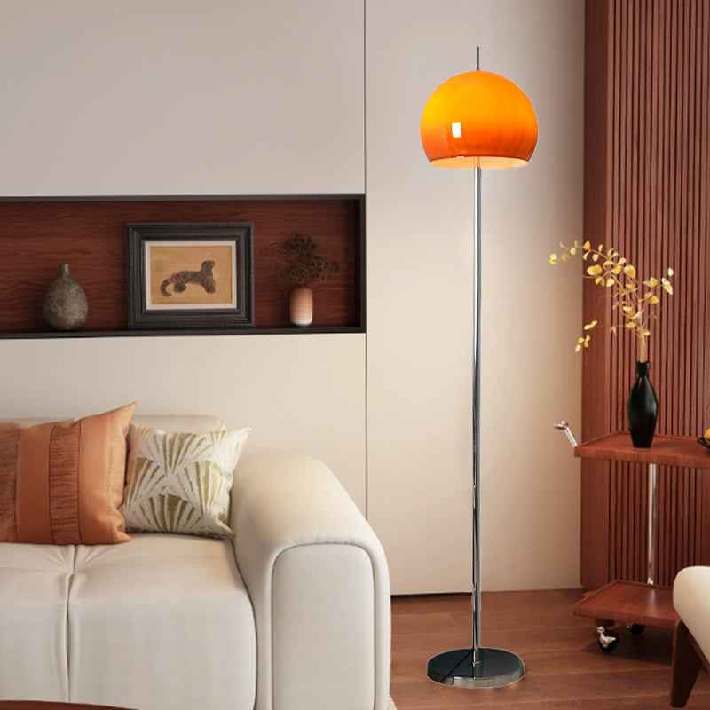 Contemporary Mid-Century Mushroom-Shaped Round Iron and Acrylic 2-Light Floor Lamp for Living Room