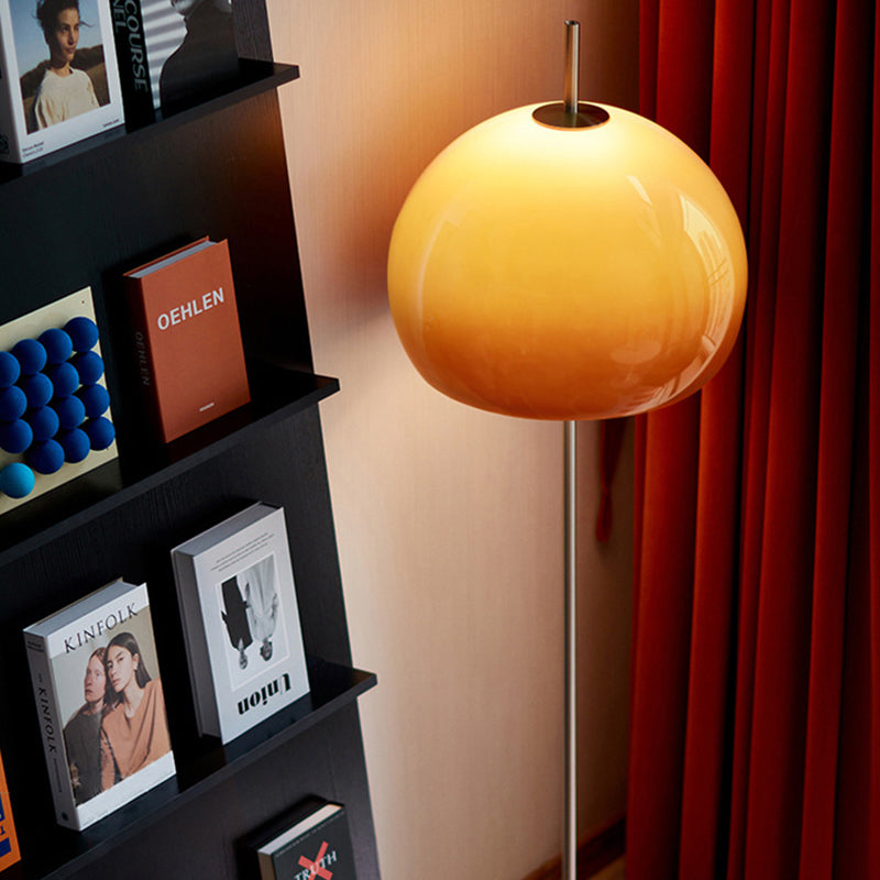 Contemporary Mid-Century Mushroom-Shaped Round Iron and Acrylic 2-Light Floor Lamp for Living Room