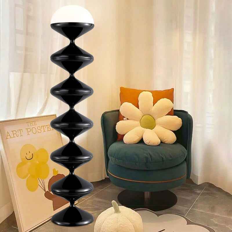 Modern Scandinavian Cream Round Floor Lamp with Iron and Acrylic - 1-Light Design for Bedroom