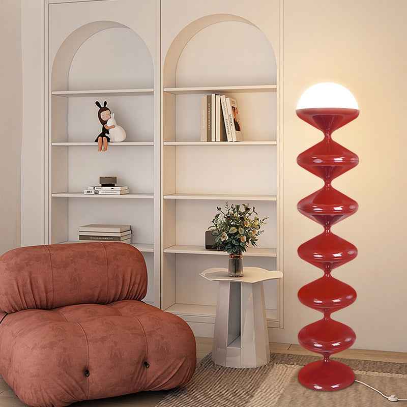 Modern Scandinavian Cream Round Floor Lamp with Iron and Acrylic - 1-Light Design for Bedroom