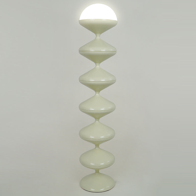 Modern Scandinavian Cream Round Floor Lamp with Iron and Acrylic - 1-Light Design for Bedroom