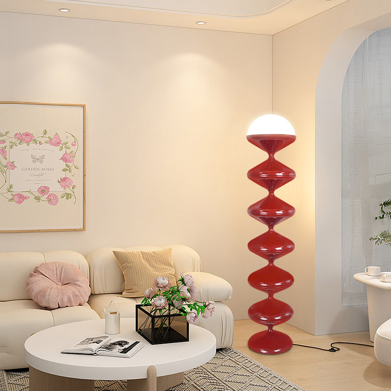Modern Scandinavian Cream Round Floor Lamp with Iron and Acrylic - 1-Light Design for Bedroom