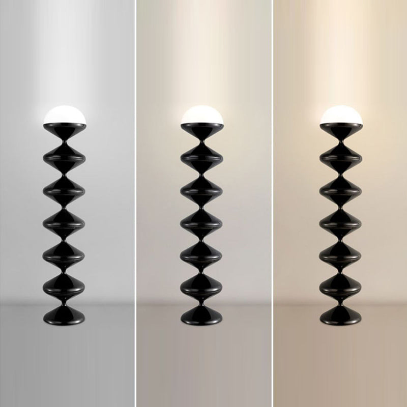 Modern Scandinavian Cream Round Floor Lamp with Iron and Acrylic - 1-Light Design for Bedroom