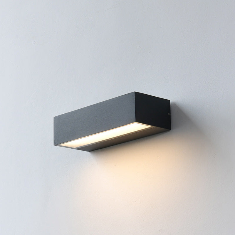 Contemporary Waterproof Aluminum LED Wall Sconce Lamp - Rectangular Design for Garden