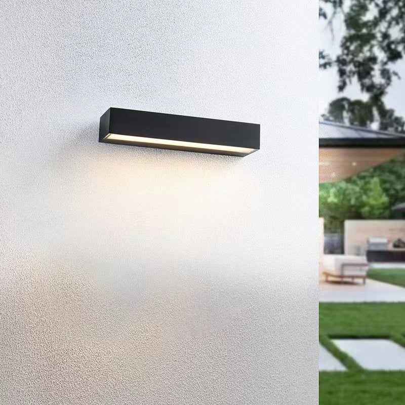 Contemporary Waterproof Aluminum LED Wall Sconce Lamp - Rectangular Design for Garden