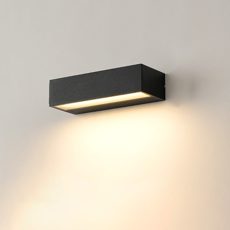 Contemporary Waterproof Aluminum LED Wall Sconce Lamp - Rectangular Design for Garden