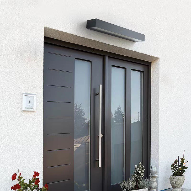 Contemporary Waterproof Aluminum LED Wall Sconce Lamp - Rectangular Design for Garden