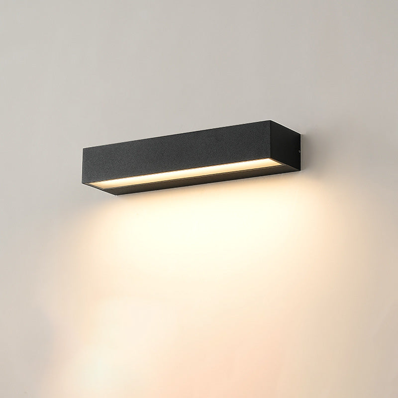 Contemporary Waterproof Aluminum LED Wall Sconce Lamp - Rectangular Design for Garden
