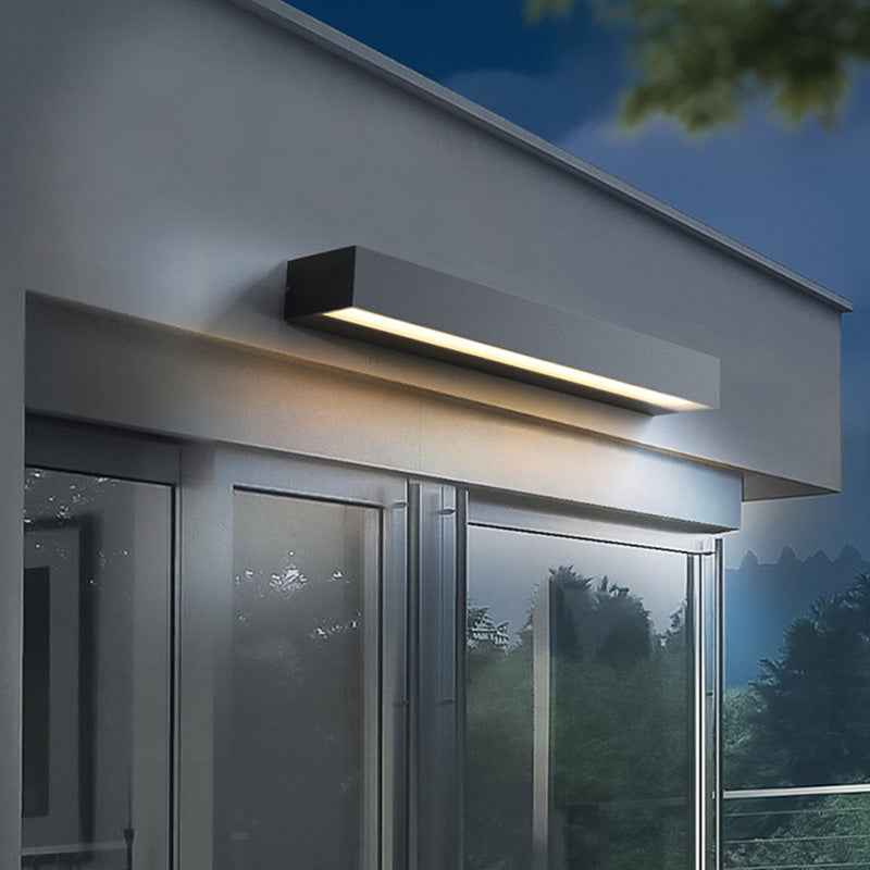Contemporary Waterproof Aluminum LED Wall Sconce Lamp - Rectangular Design for Garden