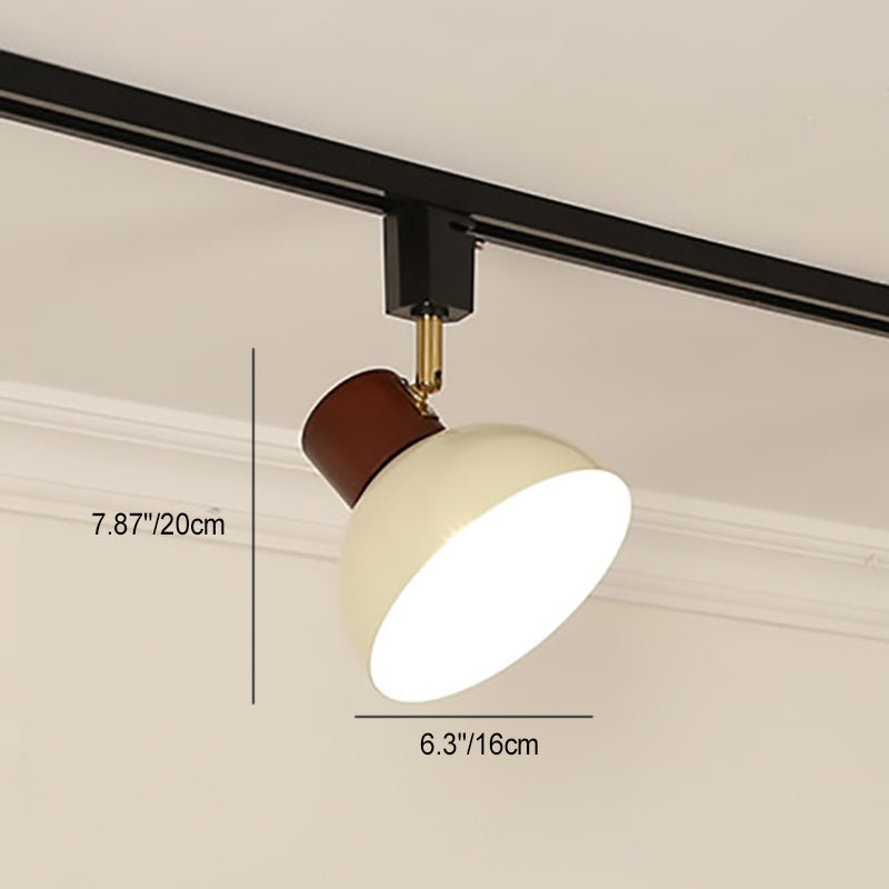 Modern Nordic Iron and Wood Round Bowl Semi-Flush Mount Ceiling Light with Adjustable 1-5 Light Track for Dining Room