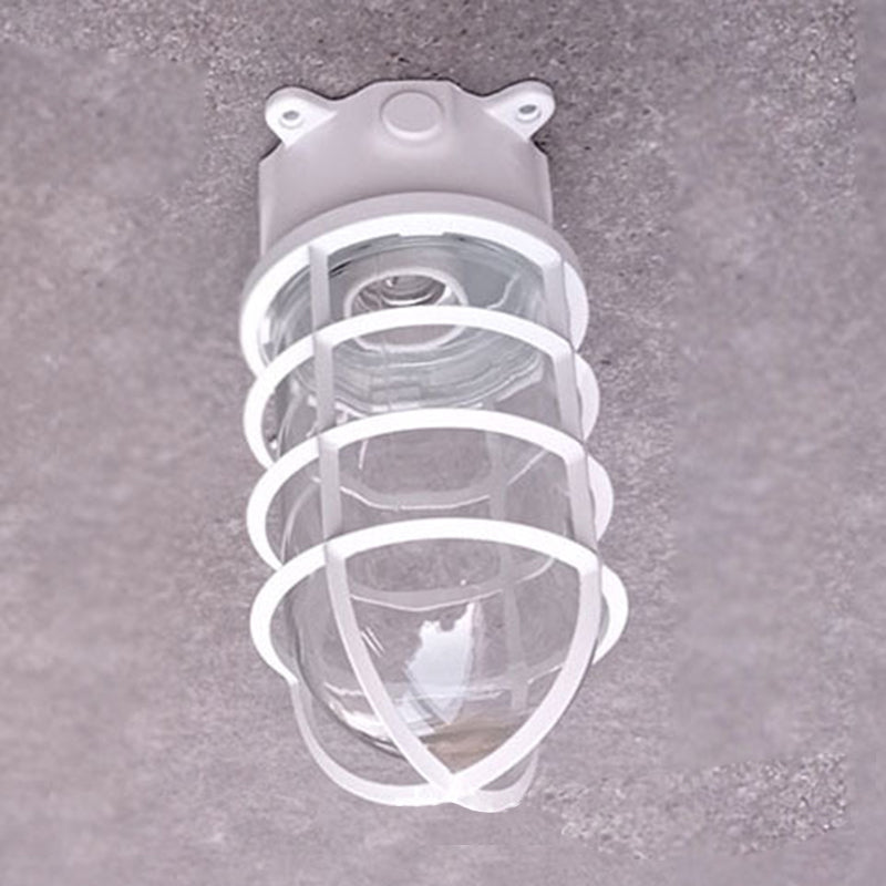 Modern Industrial Waterproof Aluminum Alloy Glass Cylinder 1-Light Semi-Flush Mount Ceiling Light for Outdoor Patios