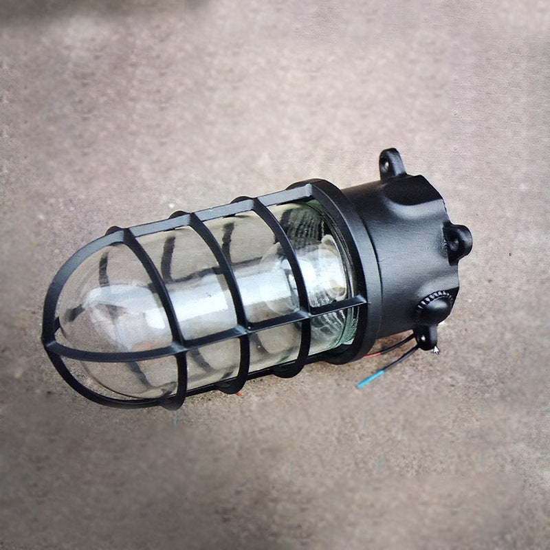 Modern Industrial Waterproof Aluminum Alloy Glass Cylinder 1-Light Semi-Flush Mount Ceiling Light for Outdoor Patios