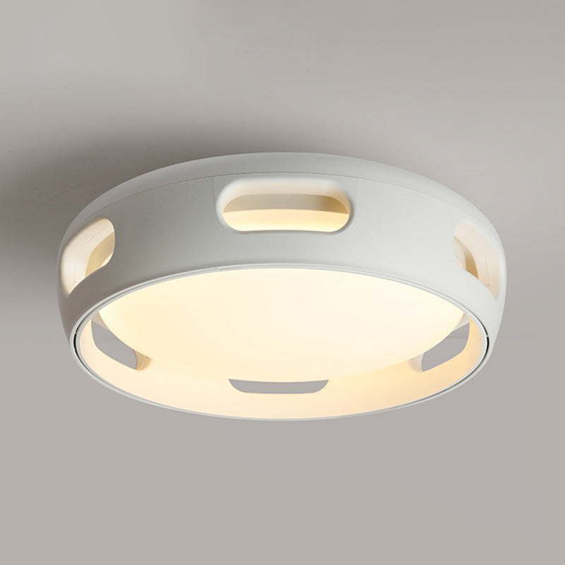Modern Nordic Round Bladeless Acrylic LED Semi-Flush Mount Ceiling Fan Light for Bedroom