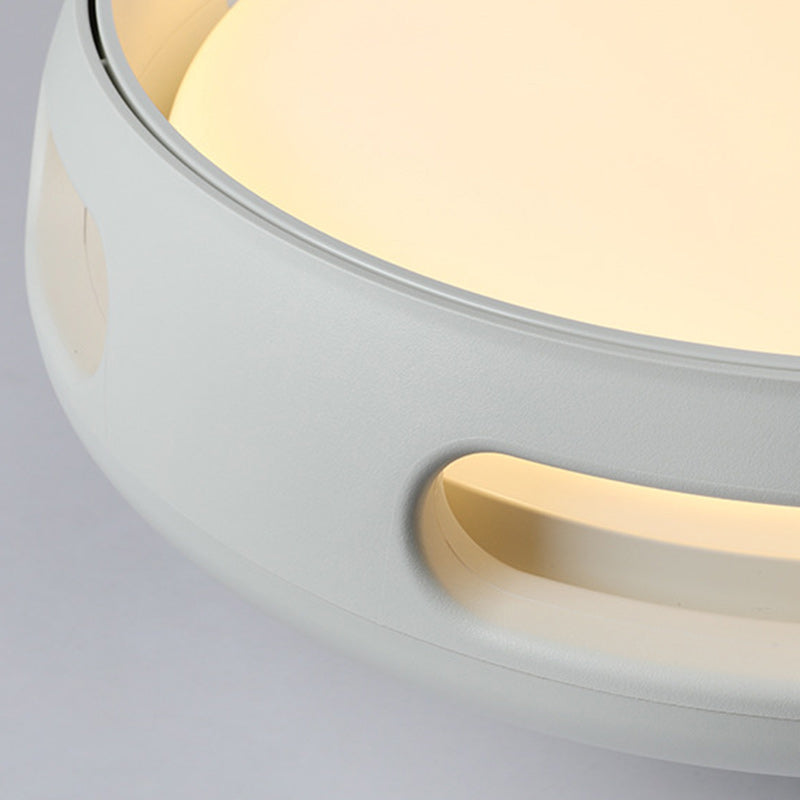 Modern Nordic Round Bladeless Acrylic LED Semi-Flush Mount Ceiling Fan Light for Bedroom