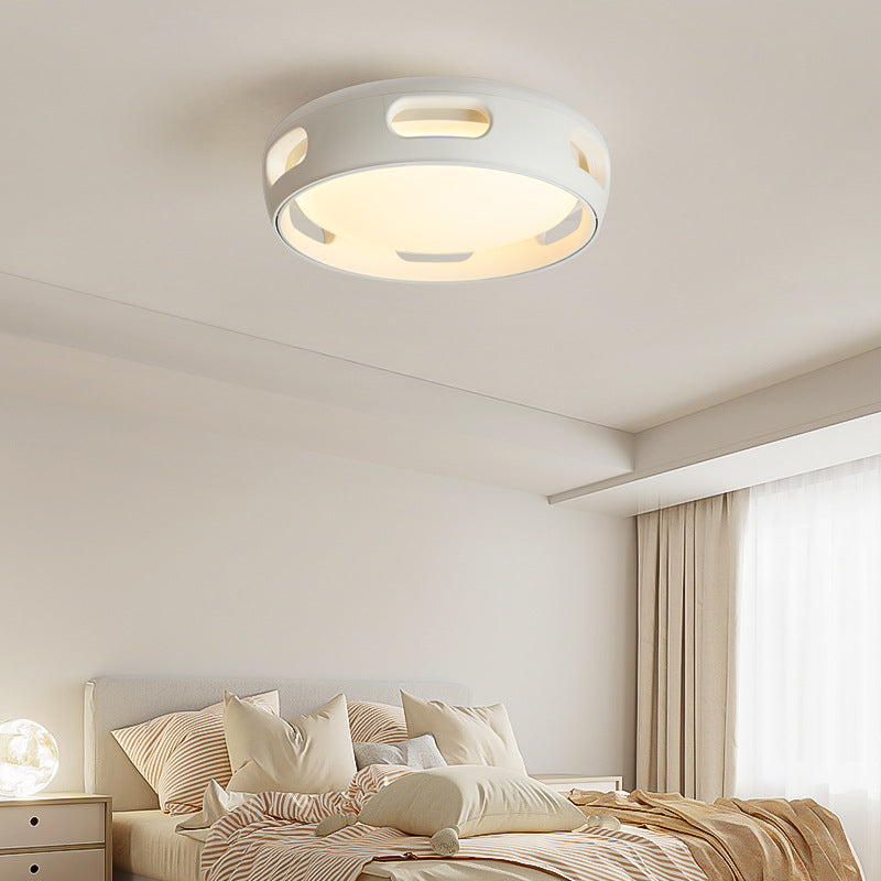 Modern Nordic Round Bladeless Acrylic LED Semi-Flush Mount Ceiling Fan Light for Bedroom