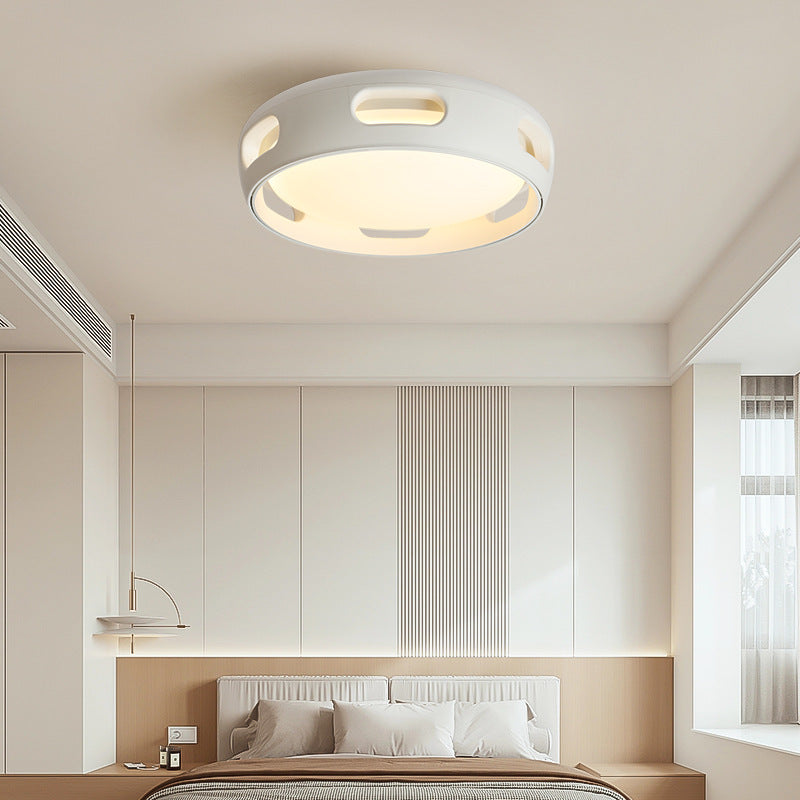 Modern Nordic Round Bladeless Acrylic LED Semi-Flush Mount Ceiling Fan Light for Bedroom
