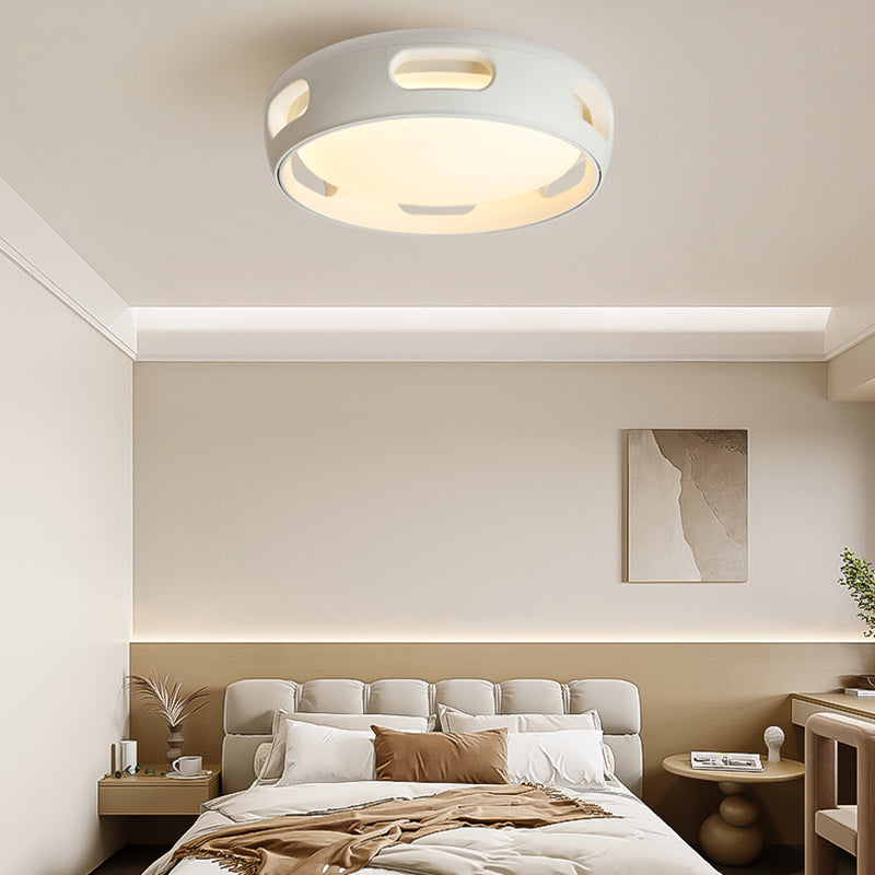 Modern Nordic Round Bladeless Acrylic LED Semi-Flush Mount Ceiling Fan Light for Bedroom