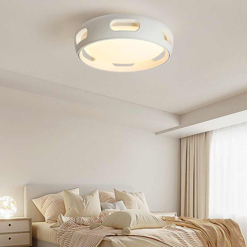 Modern Nordic Round Bladeless Acrylic LED Semi-Flush Mount Ceiling Fan Light for Bedroom
