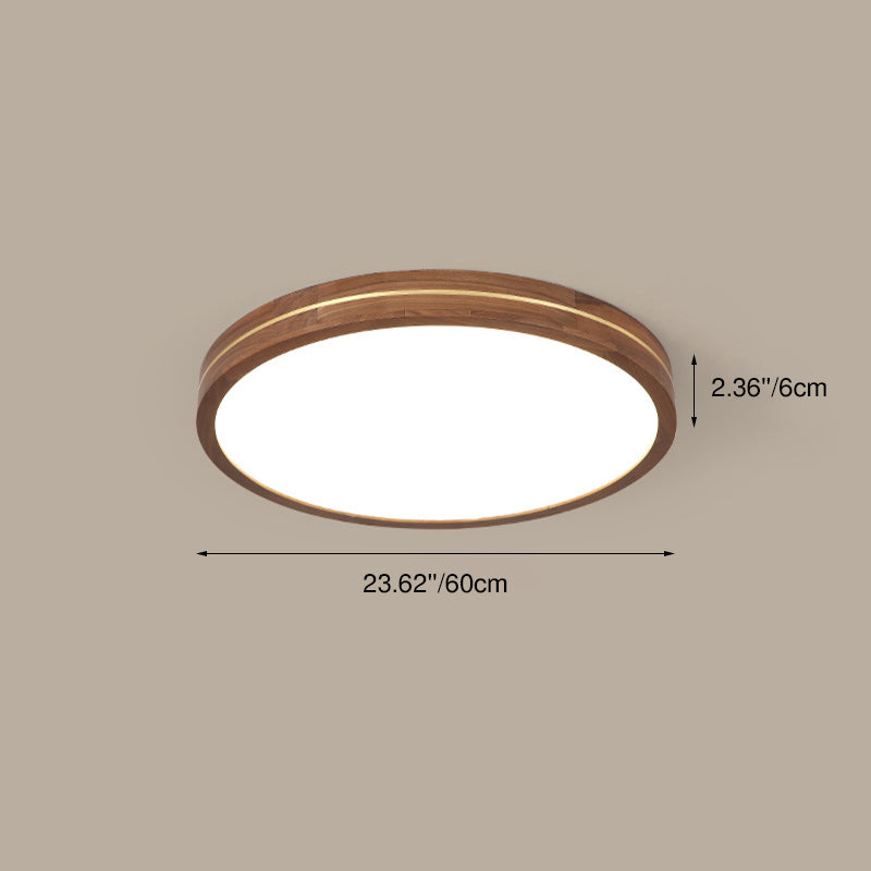 Sleek Walnut Finish LED Flush Mount Light