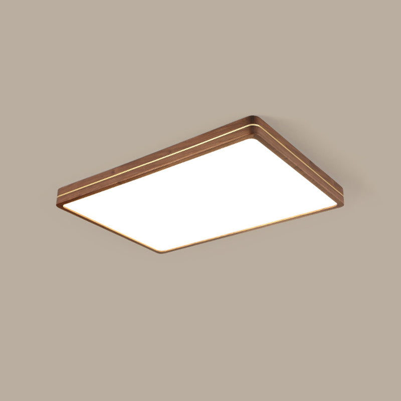 Sleek Walnut Finish LED Flush Mount Light