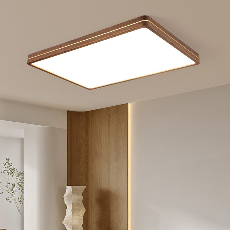 Sleek Walnut Finish LED Flush Mount Light