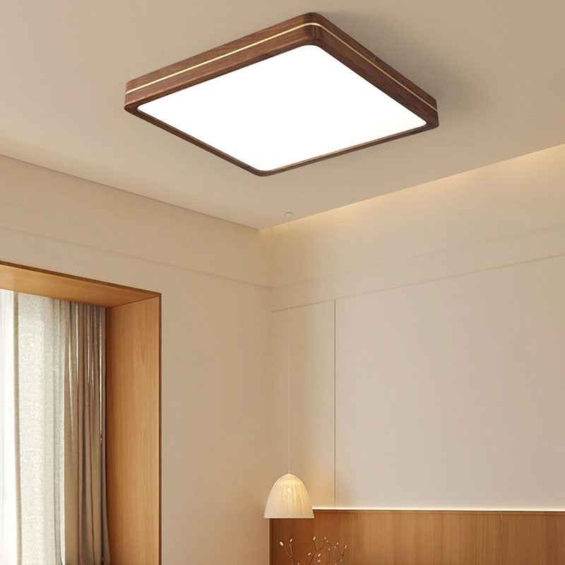 Sleek Walnut Finish LED Flush Mount Light
