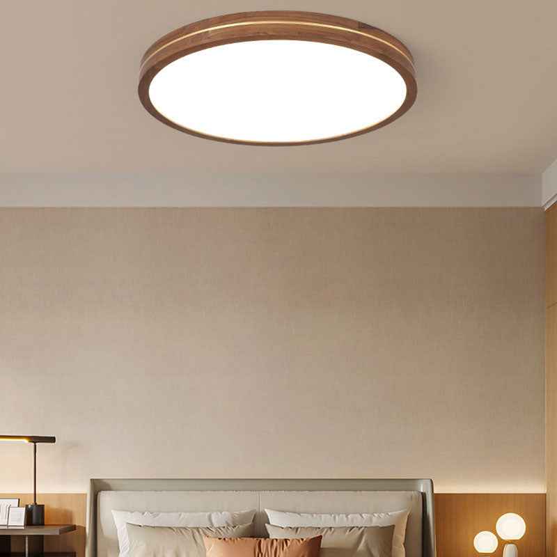 Sleek Walnut Finish LED Flush Mount Light