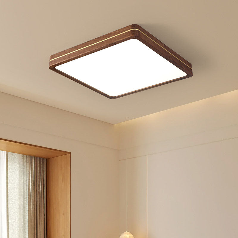 Sleek Walnut Finish LED Flush Mount Light