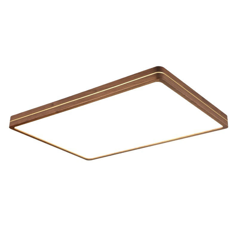 Sleek Walnut Finish LED Flush Mount Light