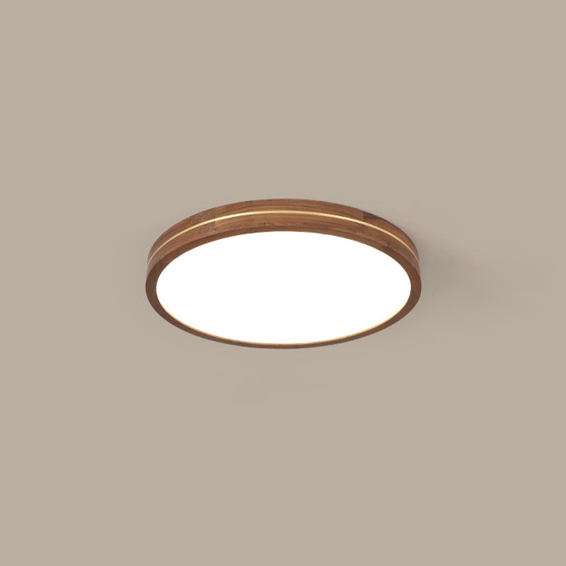 Sleek Walnut Finish LED Flush Mount Light
