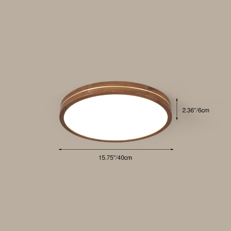 Sleek Walnut Finish LED Flush Mount Light