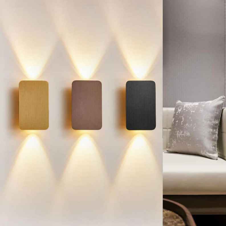 Nordic Minimalist Aluminum Rectangular LED Wall Sconce with 2 Lights