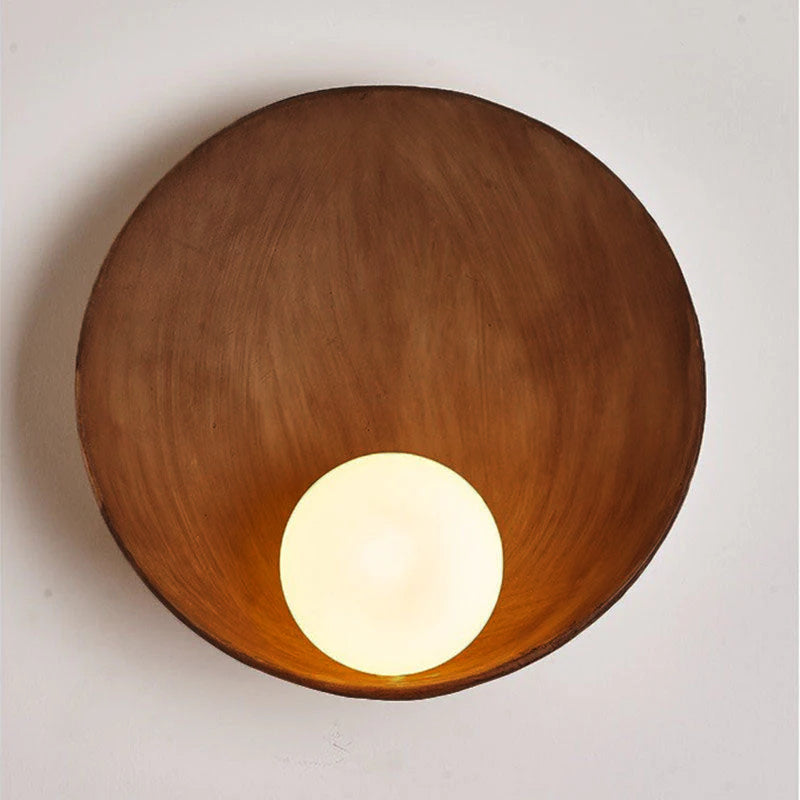 Contemporary Minimalist Round Iron and Resin 1-Light Wall Sconce